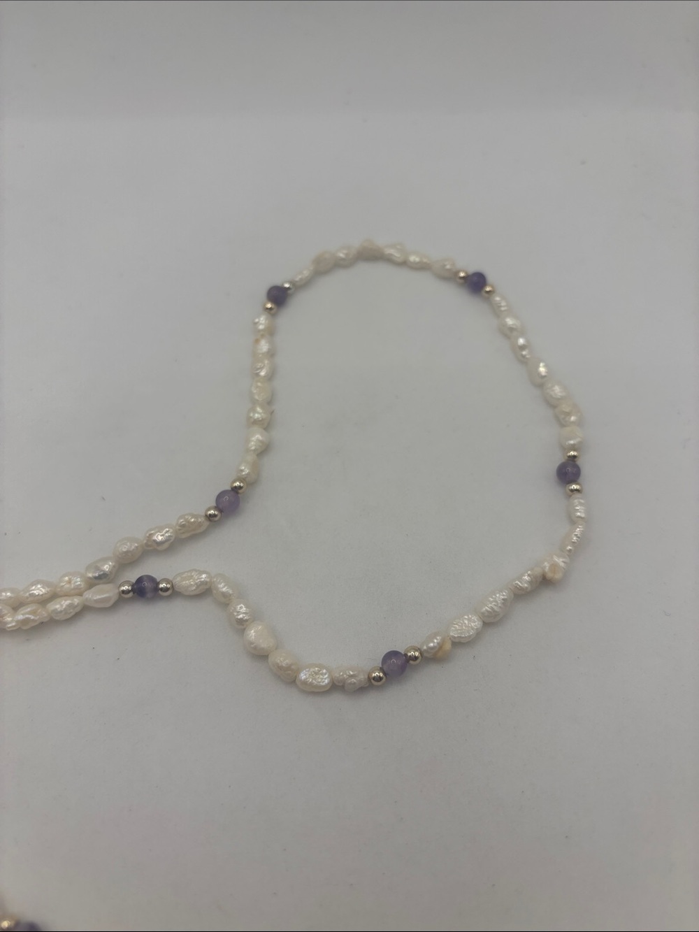 VTG Fresh Water Rice Pearl Amethyst Necklace 17” And Bracelet coastal classic - Picture 4 of 9